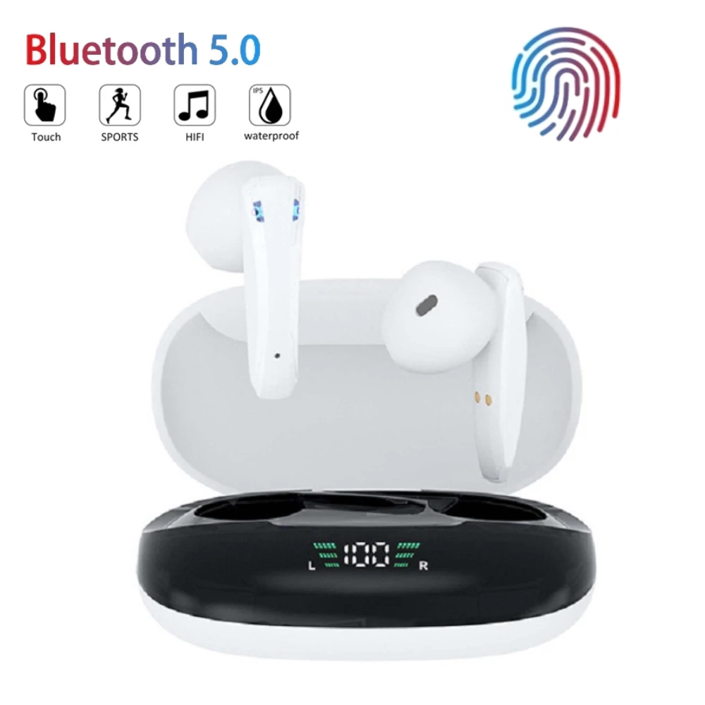 

TWS Fone Bluetooth Headphone Wireless Waterproof Sports Gaming Earphone Long Standby LED Digital Display Hifi ANC Headset