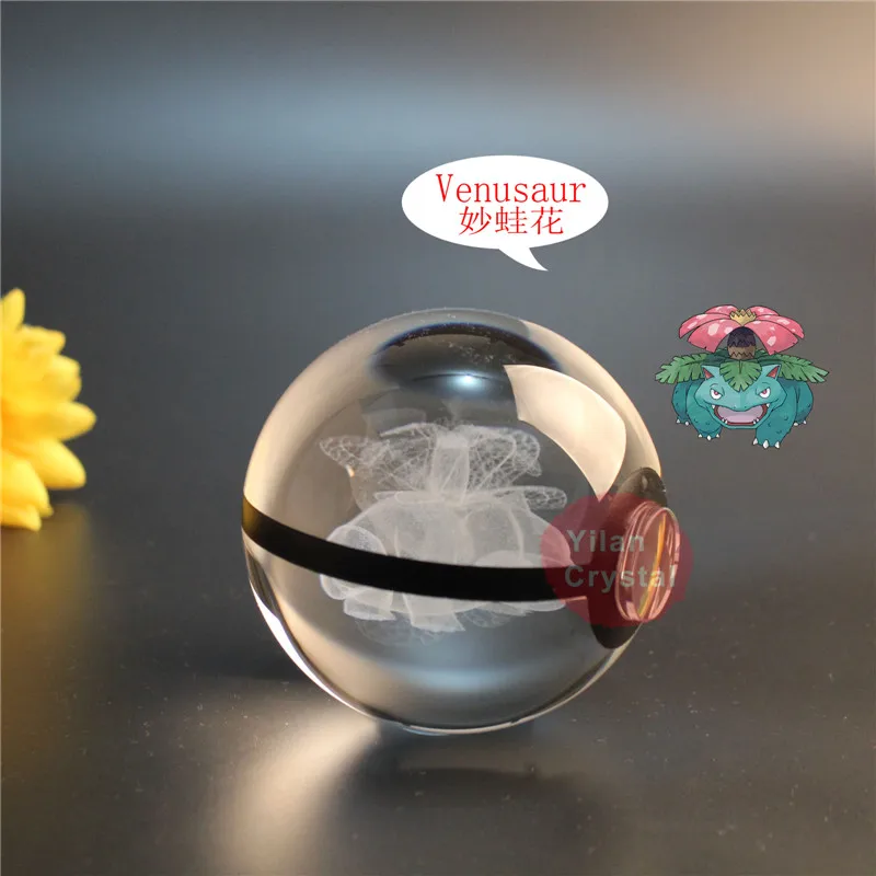 Стиль Pokemon Ball с гравировкой хрустальный шар для подарка с Led светильник