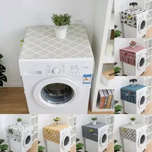 Geometric Rhombus Dust Covers Washing Machine Covers Refrigerator Dust with Pocket Cotton Dust Covers Home Cleaning  dust cover