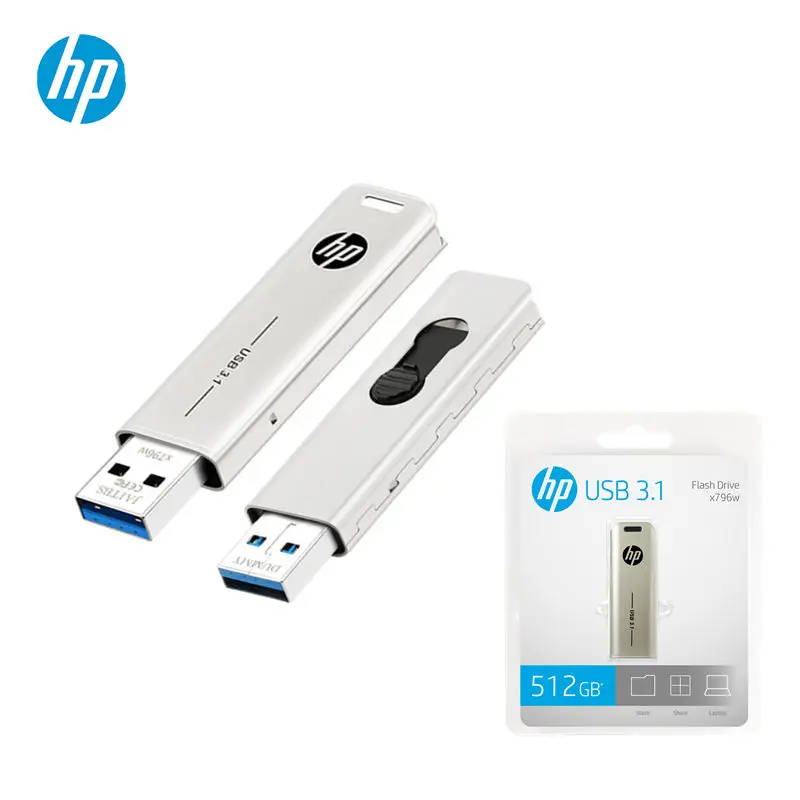 

Оригинальный USB флеш-накопитель HP 512 ГБ 256 ГБ USB3.1, флешка, высокоскоростная карта памяти, металлический u-диск x715w для компьютера X796W