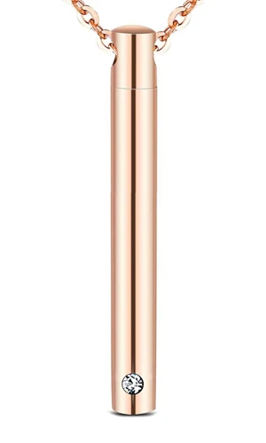 Rose Gold Унисекс из нержавеющей стали 3 тон ювелирный цилиндр кристалл кулон с мемориальной урной слайд винт открывается кремации ожерелье пепел Чехол держатель - Окраска металла: Rose Gold