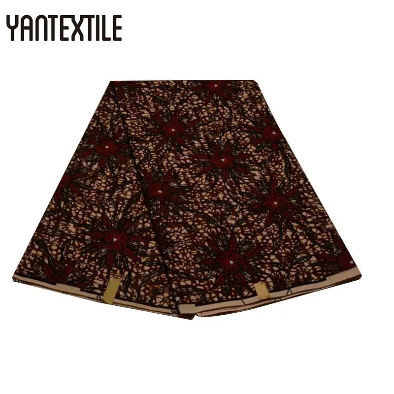YANTEXTILE 6 ярдов Новая африканская печатная восковая ткань Tissu Africain настоящая восковая африканская ткань Анкара полиэстер нигерийская восковая ткань - Цвет: 19080010