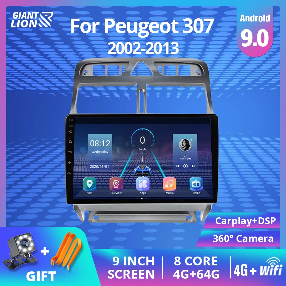 Автомагнитола No 2 Din Android 9 0 для Peugeot 307 2002 2013 Bluetooth GPS навигация мультимедийный плеер