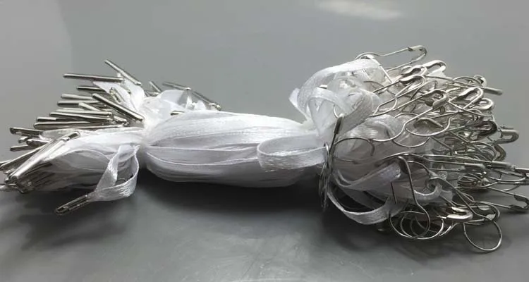 Description Picture 5 of item500pcs/BAG 10CM Polyester Thread Ribbon Line Loop Lock For Clothing Cotton Tag Label Hanger Metal Pin Buckle Garments Fastener