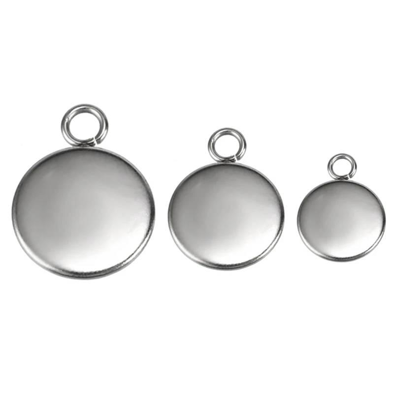 

50pcs/set Round Cabochon Setting Bezel Base Stainless Steel Pendants DIY Jewelry Making Findings 6/8/10/12/14/16/18/ 20/25mm