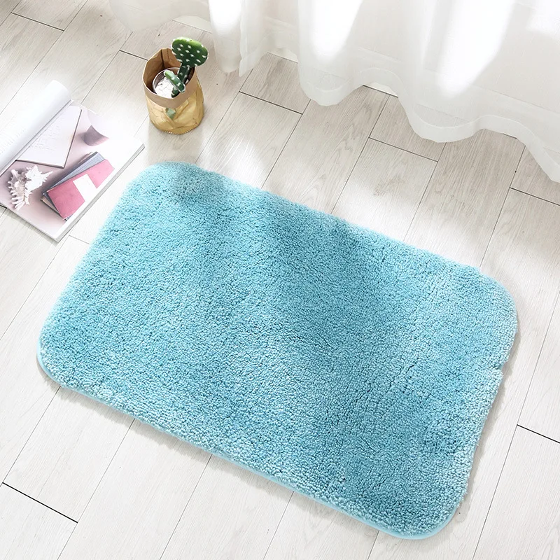

Shaggy Thick Bathroom Mat Solid Color Bath Carpets Toilet Doormat Floor Rugs Beside Bathtub Washbasin Microfiber Shower Room Pad