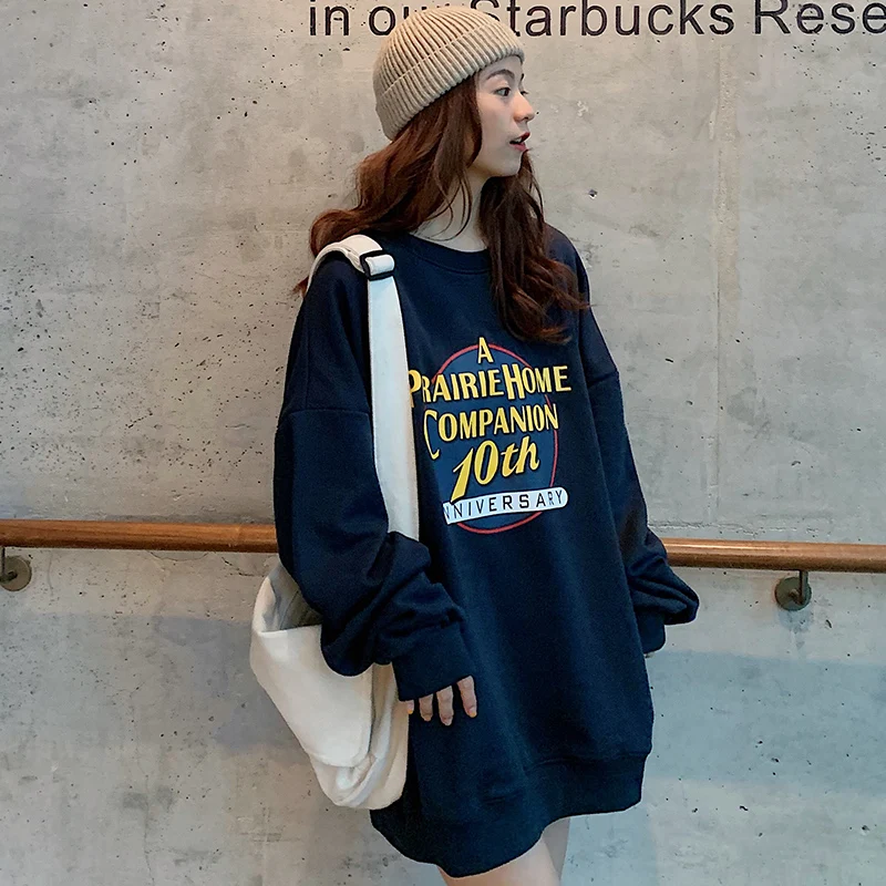 

Autumn Long Sleeve coats Women Tee Shirts Loose Solid Basic Tops Women Casual O-neck Tops outwear Oversize clothing 3004 06