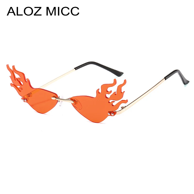 

New Fashion Flame Sunglasses Women Metal Rimless Cat Eye Sun Glasses Female Trend Frameless Eyewear Small Shades UV400 oculos