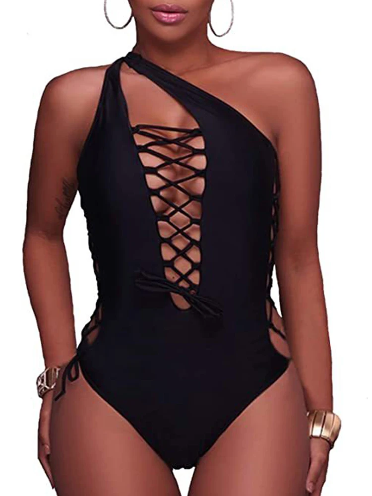 

Новинка 2022, сексуальный цельный купальный костюм с вырезами, женская одежда для плавания большого размера, Женский монокини с пуш-ап, купаль...