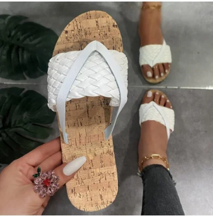 

Women Summer Slippers Ladies Flip Flops Casual Fashion Female PU Leather Weave Beach Slippers Woman Slides Flat Shoes