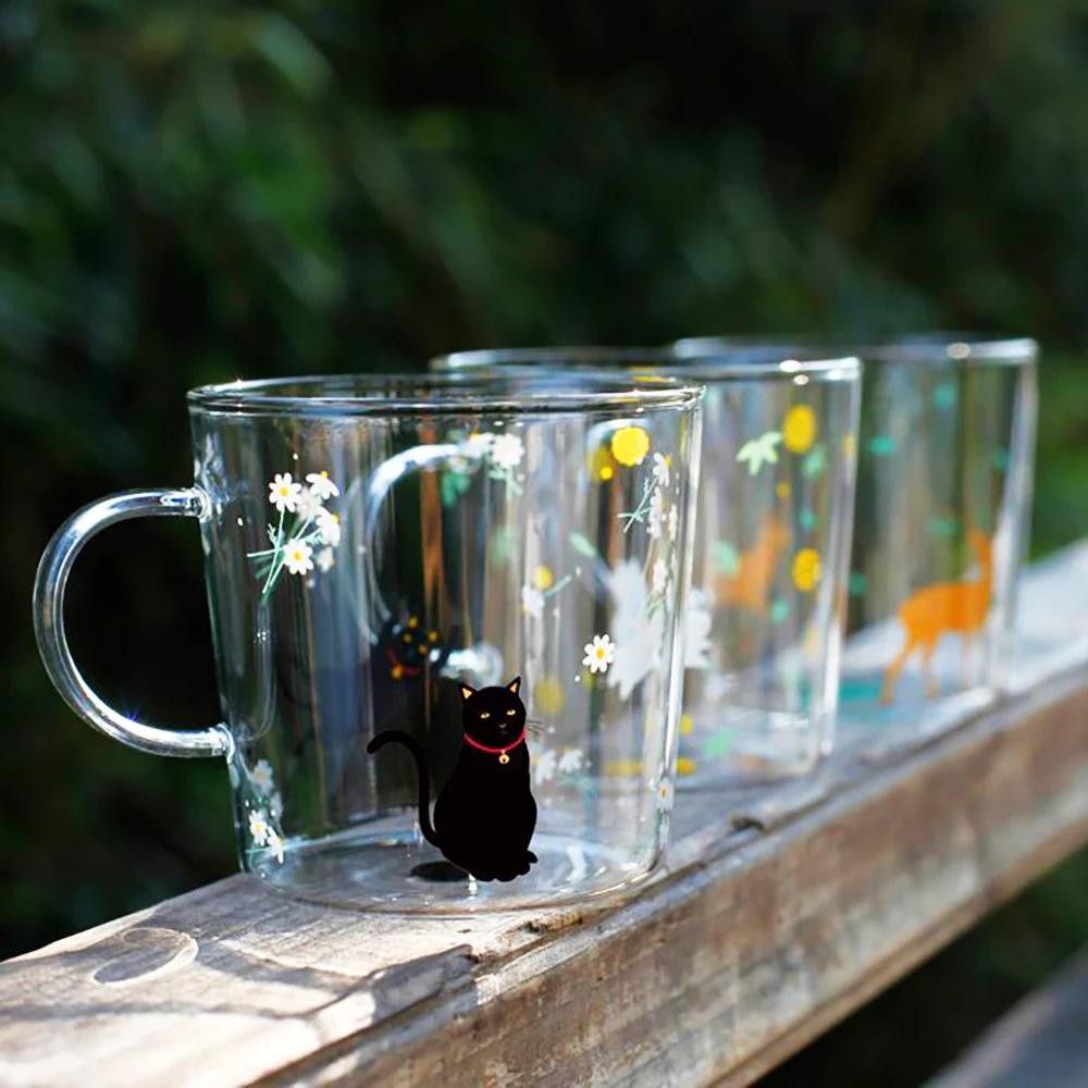 Стеклянная кружка в виде оленя чашки для завтрака японском стиле Необычные