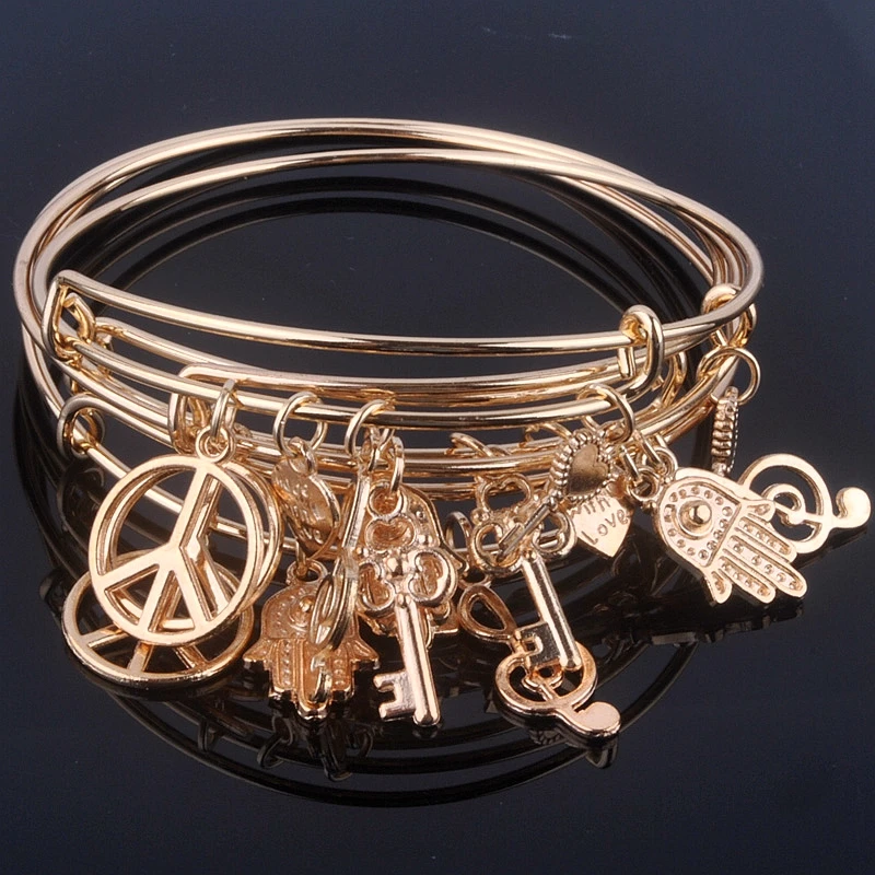 Браслеты Bijoux KC золотого цвета с подвесками из сплава Регулируемые браслеты