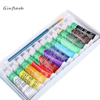 ginflash 12colors 6mltube professional oil paints colors painting drawing pigments art supplies set with paint brush