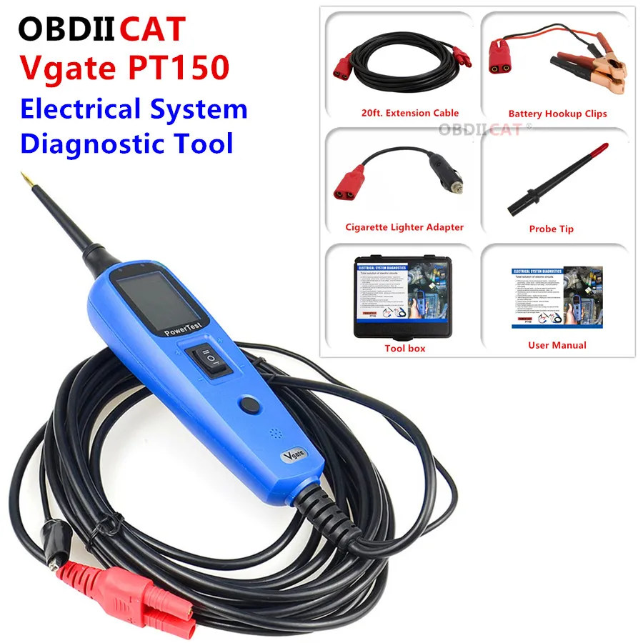 

Vgate Pt150 PT 150 Electrical System Tester Power Probe Car Electric Circuit Tester 12V Voltage Same as Autek YD208/Autel PS100
