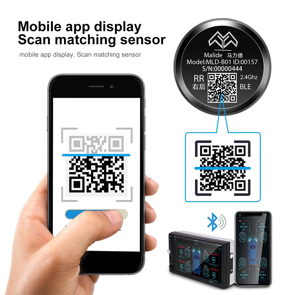 Система контроля давления в шинах MALIDE прибор для с поддержкой Bluetooth голосовыми