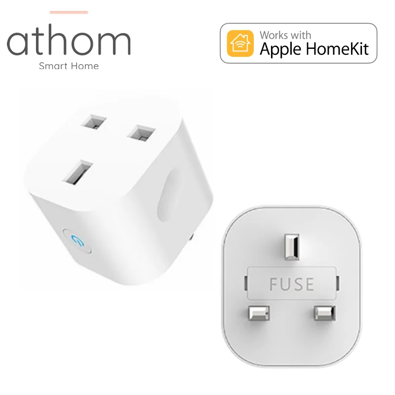 

ATHOM Homekit UK WiFi Socket Timing Siri Voice Remote Control Plug 16A Home Automation