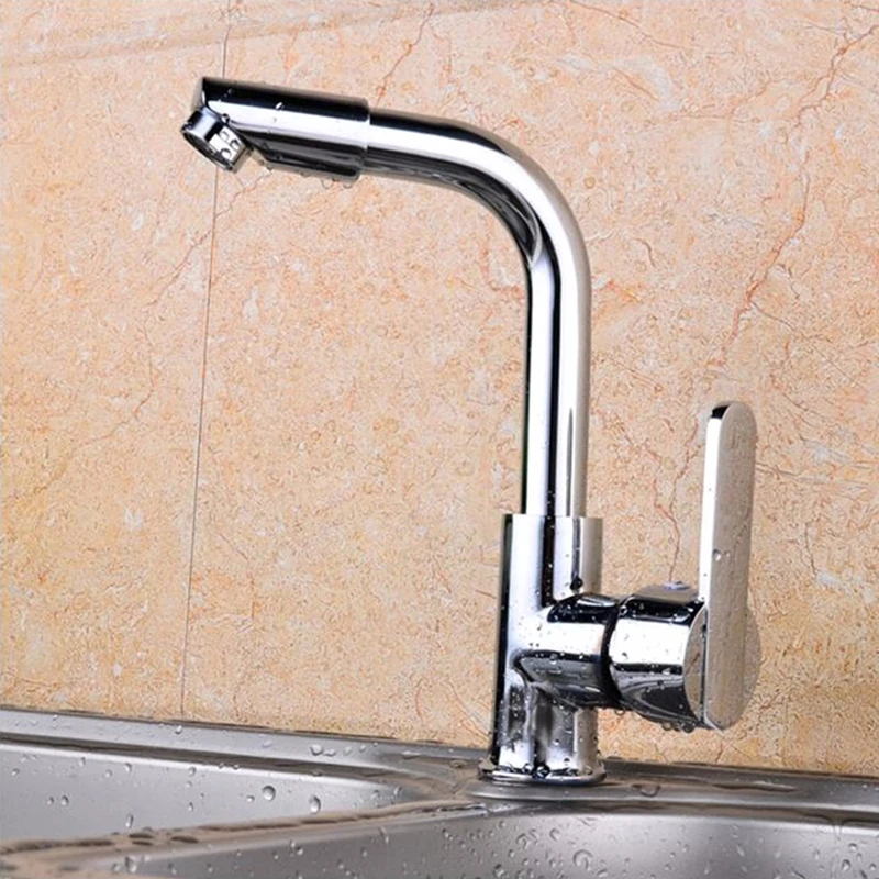 

Kitchen Faucets Single Hole Tap For Kitchen Rotating Handle Cold And Hot Water And Bathroom Basin Chrome RY06