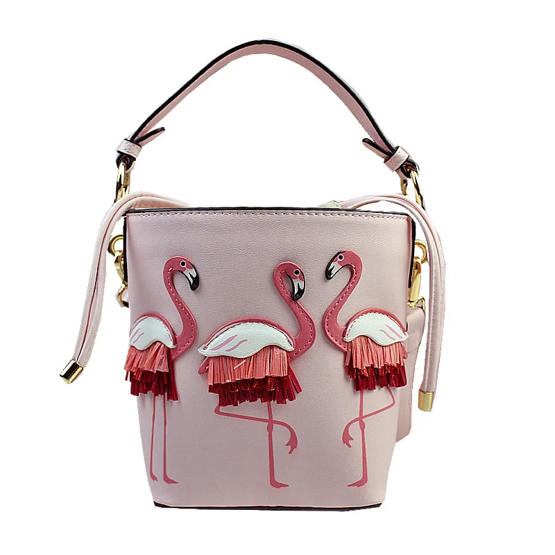 ALNEED женские Сумки из искусственной кожи женская сумка ведро с фламинго сумки на