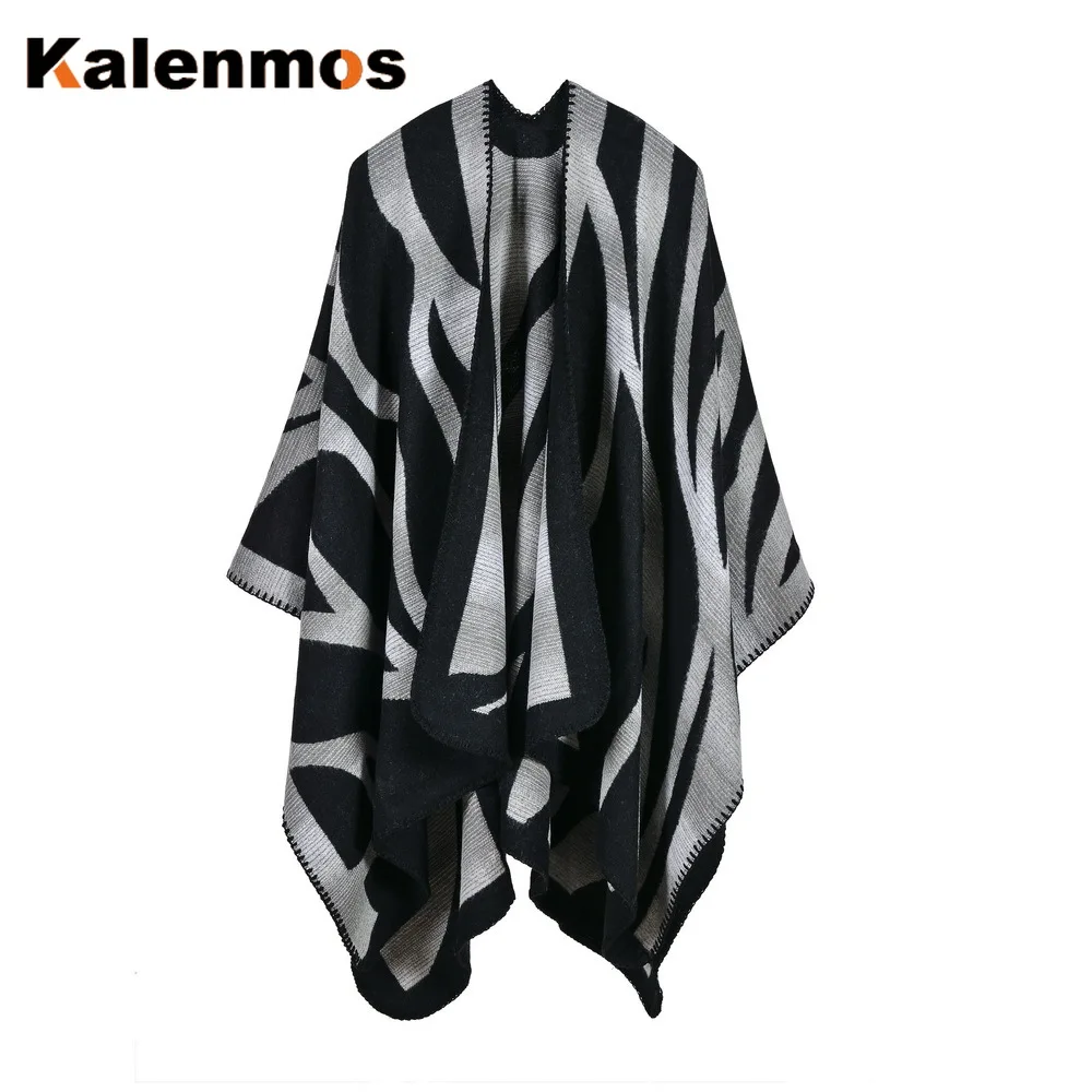 Плащ-пончо шарф Женская Геометрическая искусственная кашемировая накидка с