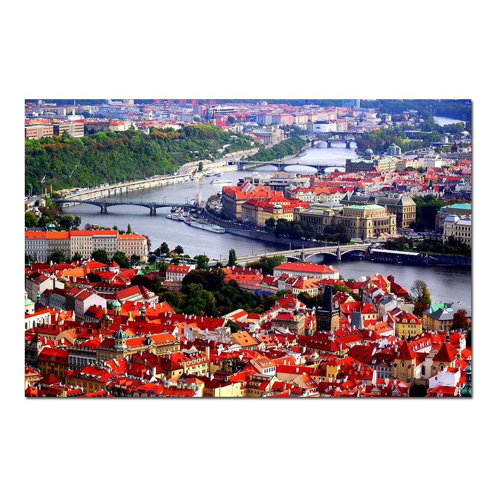Плакат Прага Чехия городской пейзаж холст ткань печать картина для домашнего