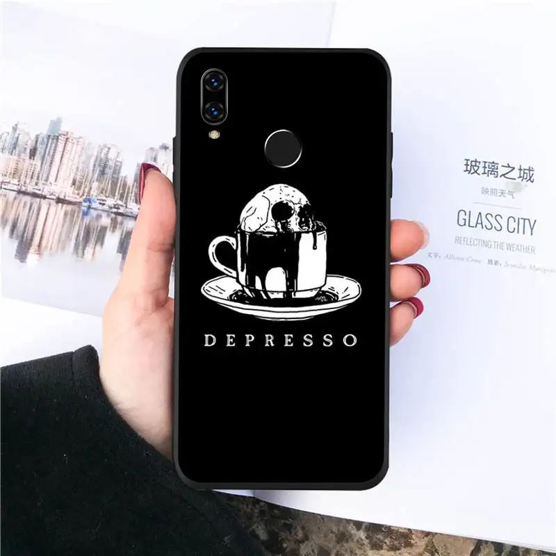 

Latte coffee Skull Tattoo pattern Phone Case For Huawei honor Mate P 10 20 30 40 Pro 10i 9 10 20 8 x Lite funda coque