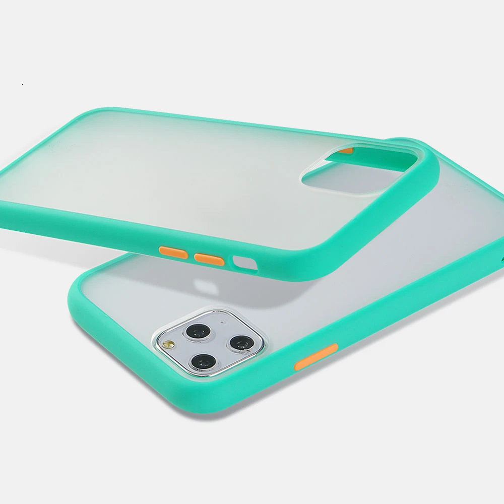 Мятный Гибридный простой матовый бампер чехол для телефона для Iphone 11 Pro Max Xr Xs Max 6s 8 7 Plus противоударный Мягкий ТПУ силиконовый прозрачный чехол - Цвет: T7