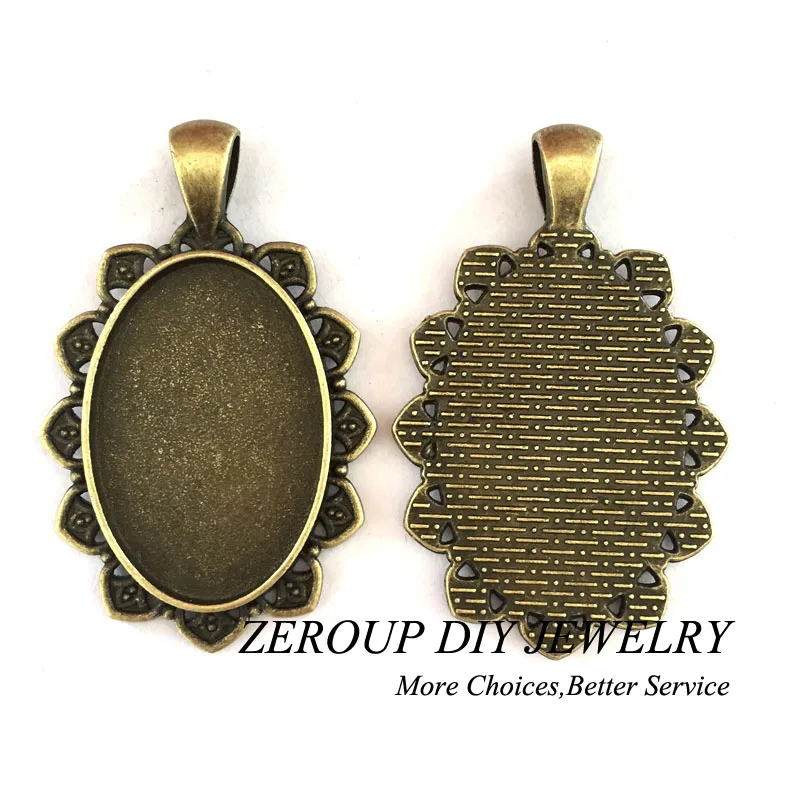 

5pcs/lot 20x30mm Necklace Pendant Setting Antique Bronze Silver Glass Cabochon Blank Base Supplies for Jewelry T108