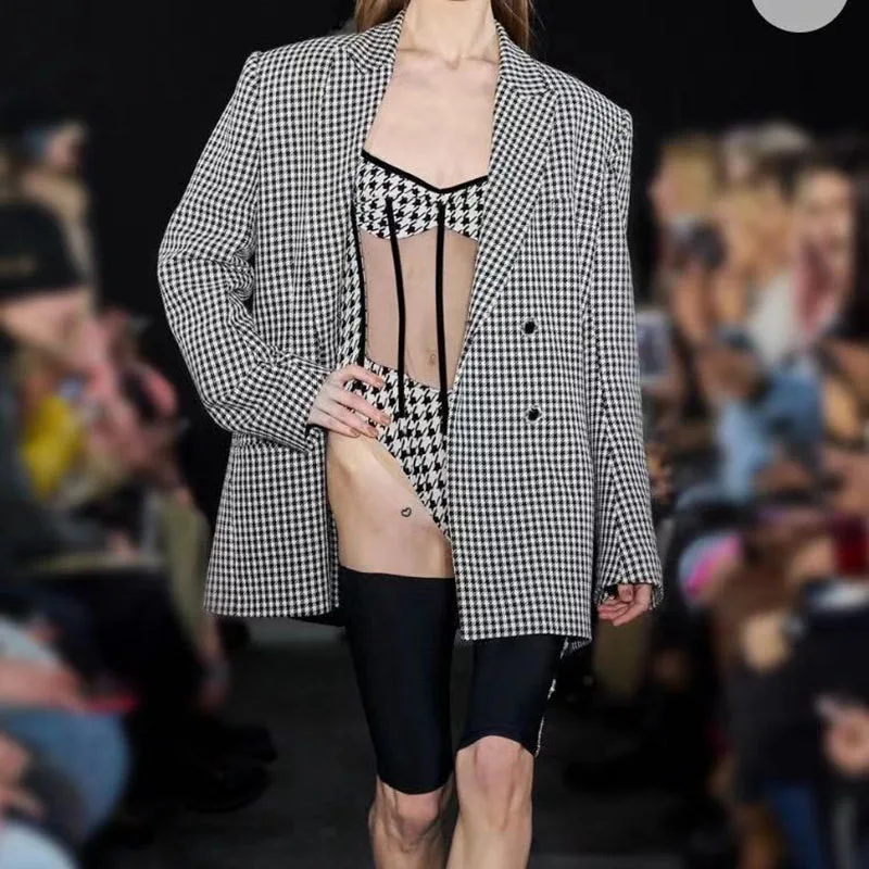 luxury designer jumpsuites bodysuit for women 2020 Sexy Tight Slimming Houndstooth Long Sleeve bodycon rompers womens jumpsuit