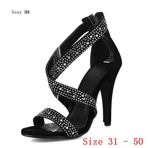 Женские сандалии-гладиаторы, летние туфли-лодочки на высоком каблуке, маленькие, размера плюс, 31 - 50