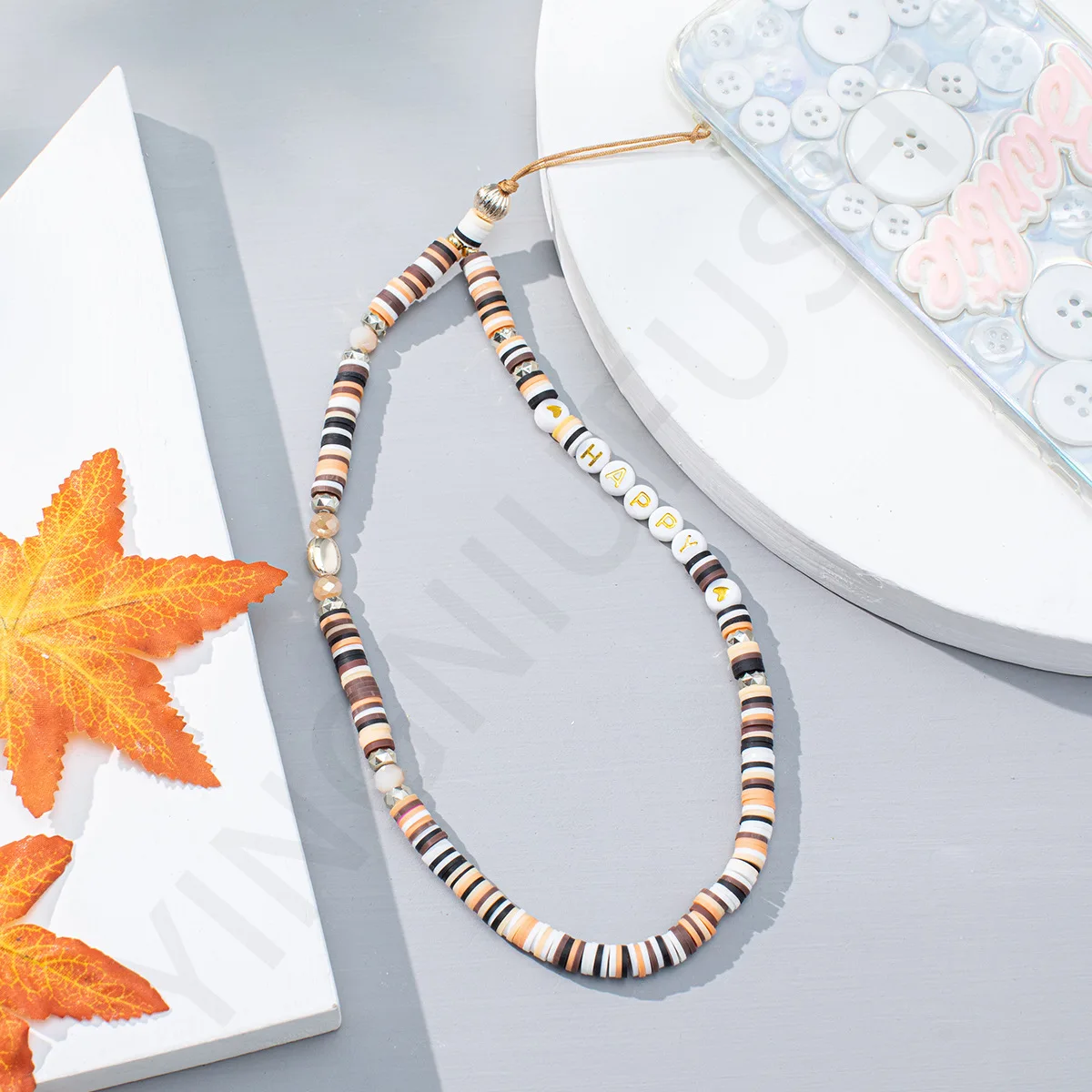 new mobile phone chain strap lanyard for women bohemian beach soft pottery beads rope for cell phone case hanging cord free global shipping