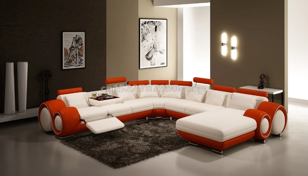

Modern living room sofa set large corner sofa U shaped sectional leather couch for home furniture