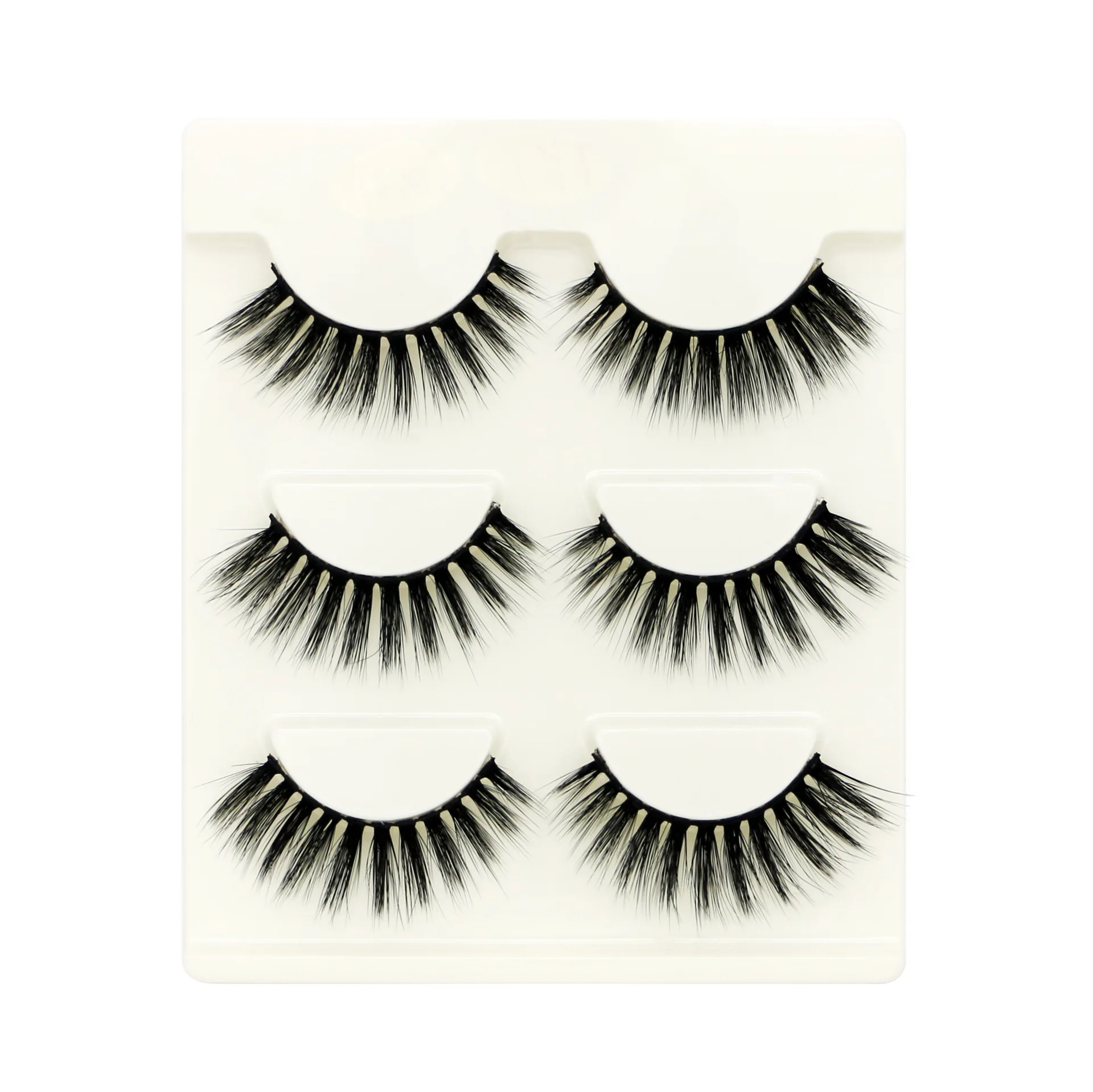 

3D three-dimensional false eyelashes 3 pairs of natural thick tail lengthened hard stem false eyelashes manufacturer wholesale