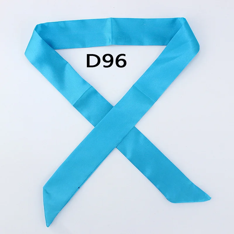 D96 Горячая Мода саржевый эмуляционный Шелковый однотонный шарф для женщин маленький шарф лента Сумочка волосы длинная шаль Бандана роскошный головной шарф - Цвет: D96