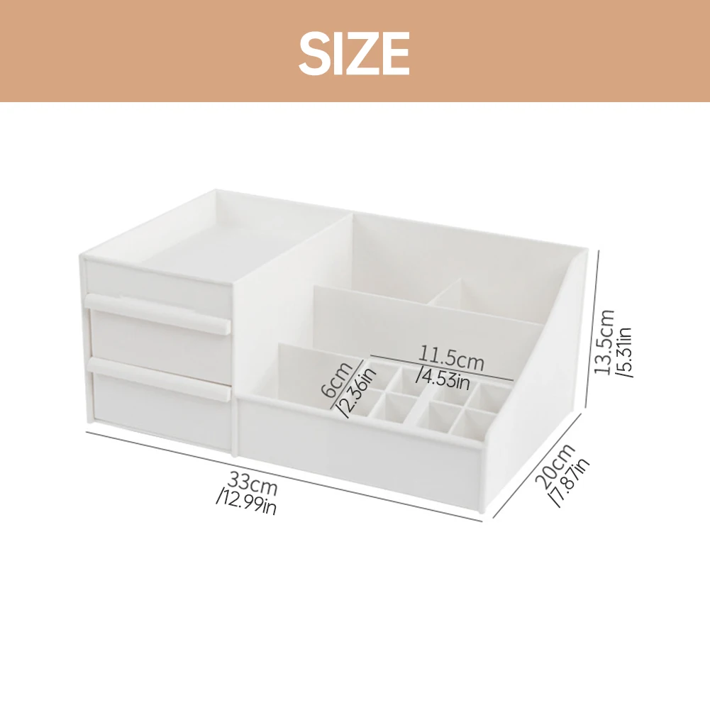 

Makeup Organizer with Drawers Plastic Cosmetic Storage Box Jewelry Display Case Drawer Container Free-Installation White