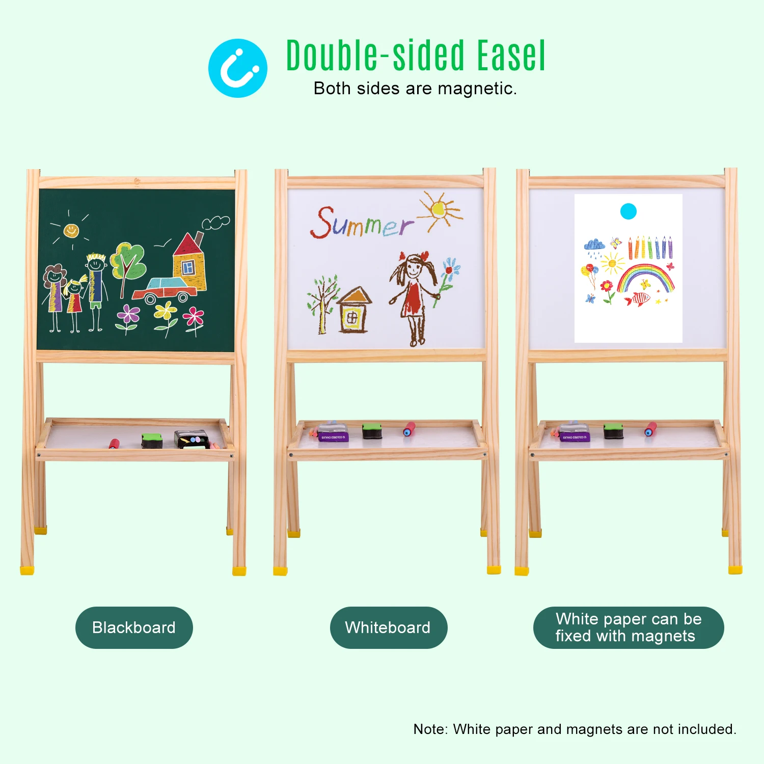 Деревянный художественный мольберт магнитная двусторонняя доска и для сухого