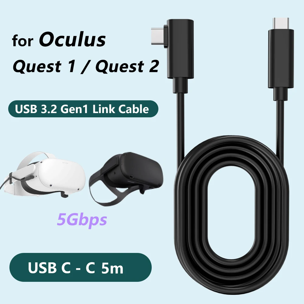 

5M USB Type C Cable for Oculus Quest 1 2 Link Compatible VR Data Transfer Fast Charge USB 3.2 Type-C to USB C Adapter