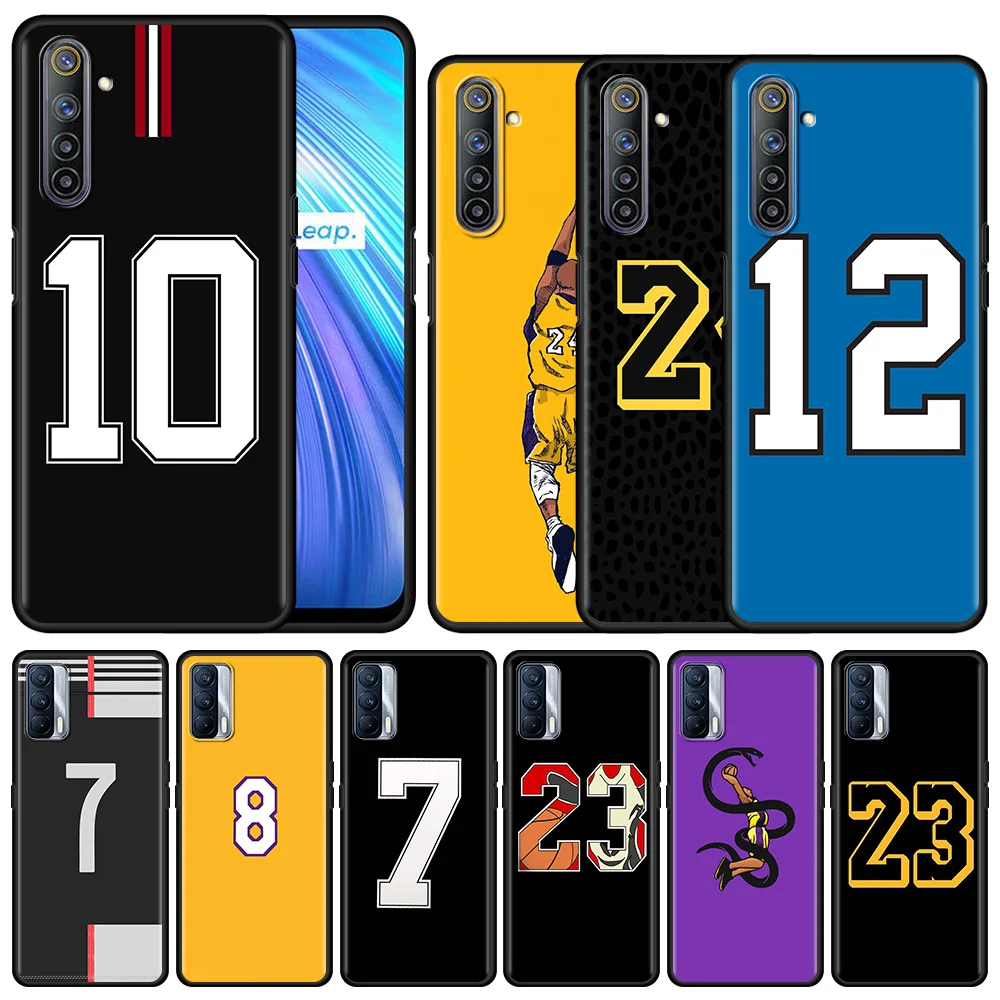 

Case For Realme 8 C21 6 7 5 X50 X7 Pro C3 XT GT Neo Master Explorer 7i C15 C11 C12 basketball star Football Number 10 23 24