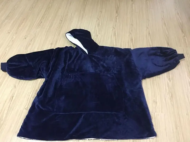 

J Solid Color Winter Blanket Hoodie Wearable Thicken Fleece Blanket Lazy TV Persinalized Blanket