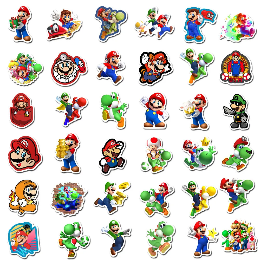 50/100PCS Super Mario Anime Game Cartoon Stickers DIY Bike Travel Luggage Guitar Laptop Waterproof PVC Classic Toy | Игрушки и хобби