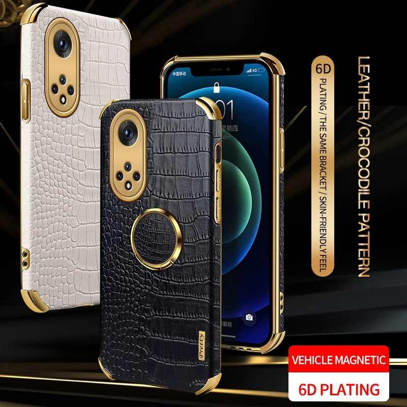 Роскошный кожаный чехол для телефона Huawei P50 P40 Pro Nova 7i 8i 7 SE 8 9 из ТПУ с кольцом Honor 50