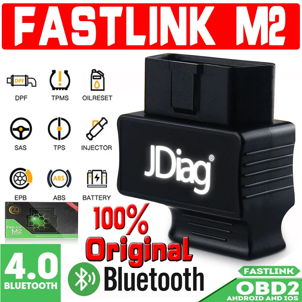 

2021 JDIAG MINI OBD2 Auto Code Reader Bluetooth 4.0 FasLink M2 Phone Diagnostic Tool M2 Automotive Scanner Better Than EasyDiag
