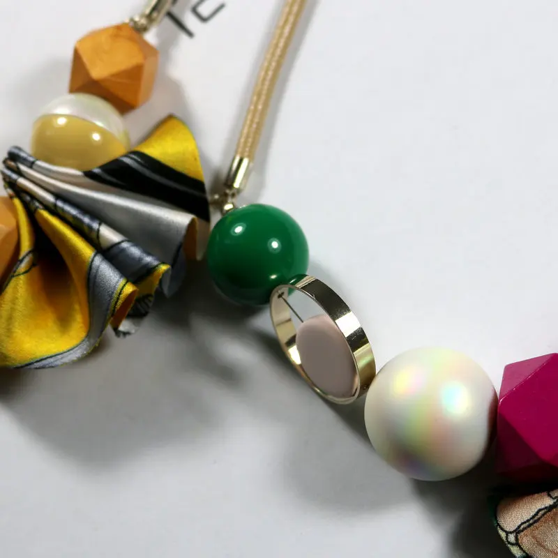 2020 весеннее богемное ткань короткая Подвеска из деревянных бусин ожерелье для