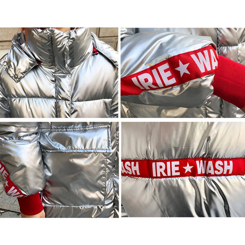 2020 зимняя блестящая хлопковая длинная парка Женская водонепроницаемая куртка с