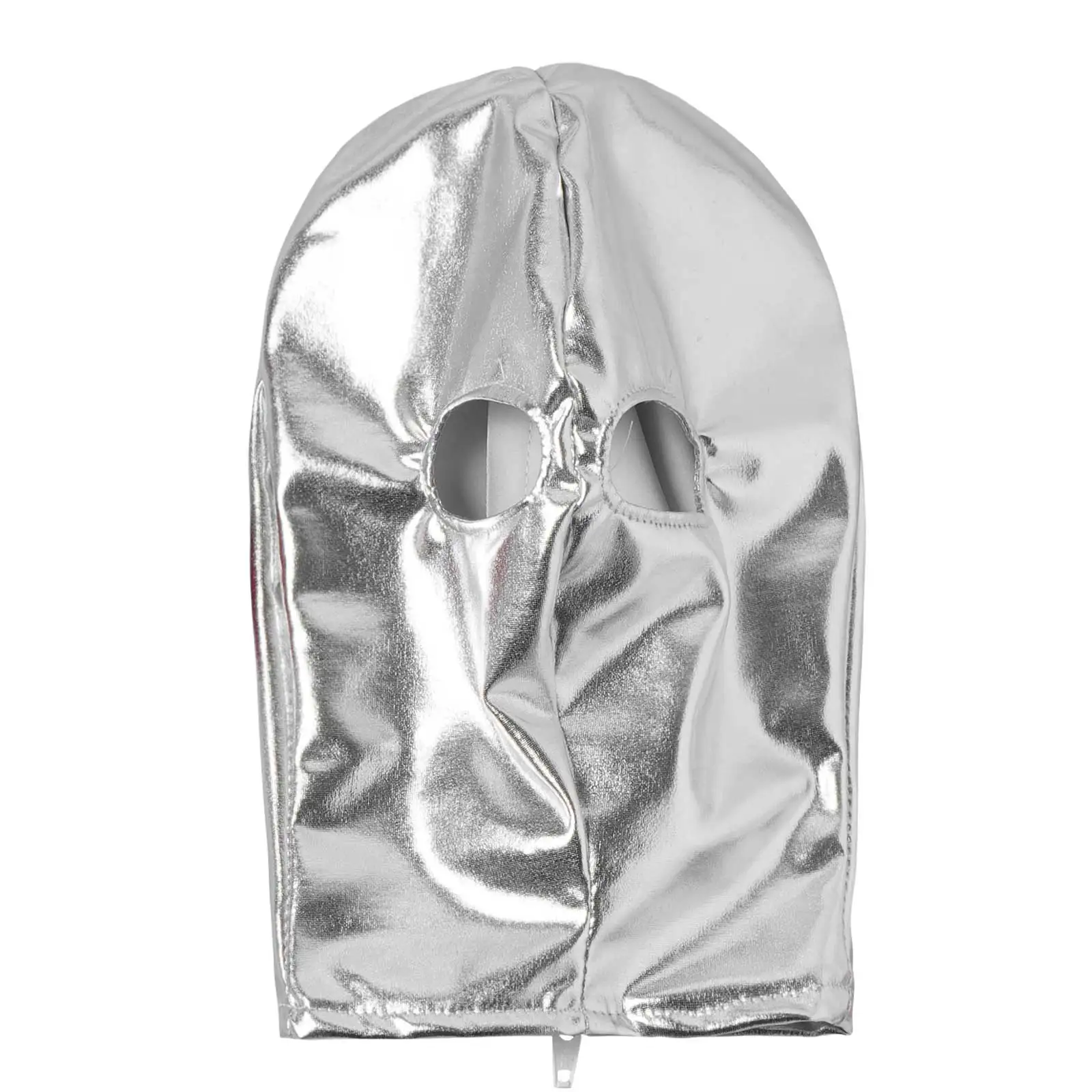 

Adult Sexy Cosplay Mask Hood Full Face Open Eye Roleplay Party Mask Shiny Metallic Dress Up Headgear Unisex Crossdressing Masque