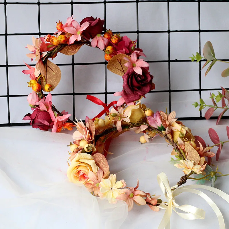 Яркая луна обруч для волос Южно-корейский стиль Свадебный венок из роз невесты