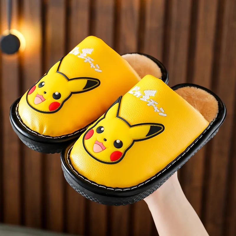 

Pokémon Cotton Drag Cartoon Pikachu Home Warm Kids Indoor Slippers Boys and Girls Baby Cotton Shoes Winter Children