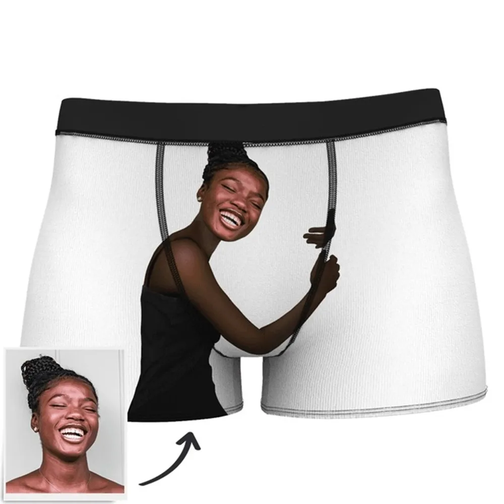 Custom Face Men Print Boxer Briefs Personalized Customize Photo Funny Slogan Husband stocking stuffer for him valentines gifts | Дом и сад