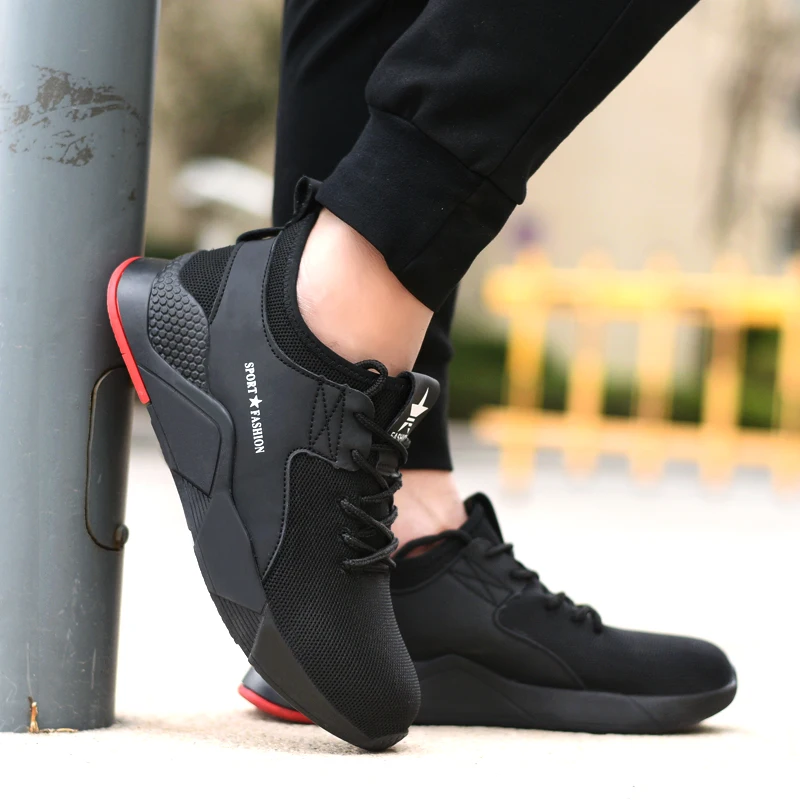 Неразрушаемая Мужская Рабочая обувь Безопасная со стальным носком Нескользящая