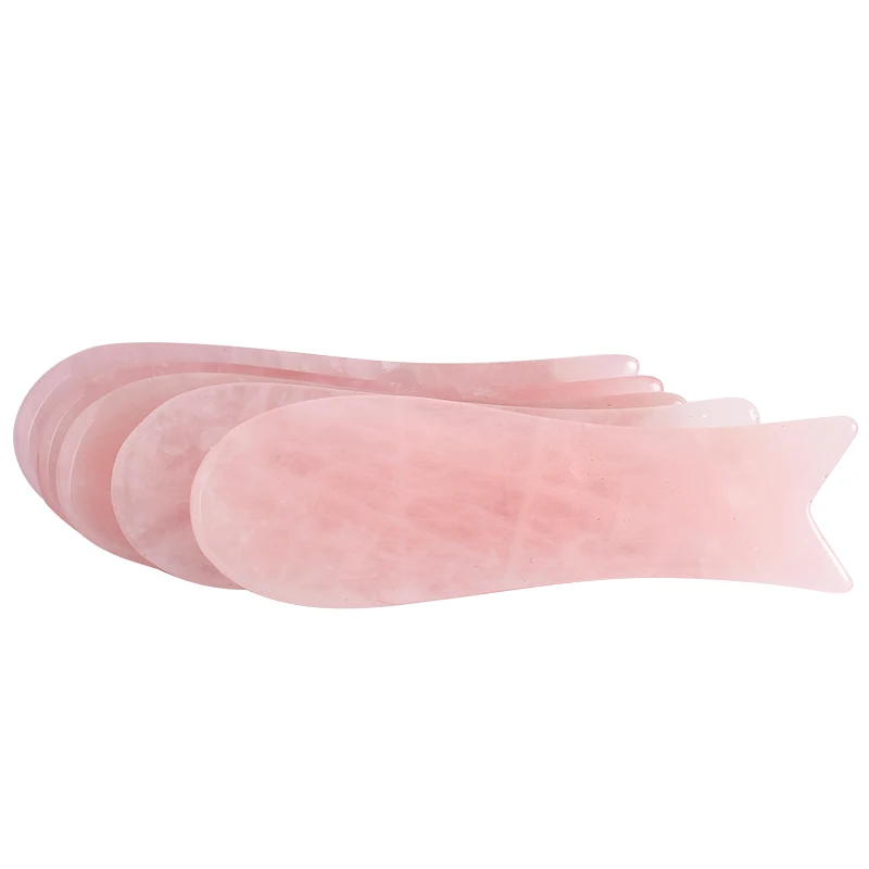 Натуральный розовый кварц гуаша массажер в форме рыбы лица нефрит для массажа gua