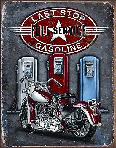 

Last Stop Gas Classic Old Fashioned Vintage Advertising Metal Tin Sign